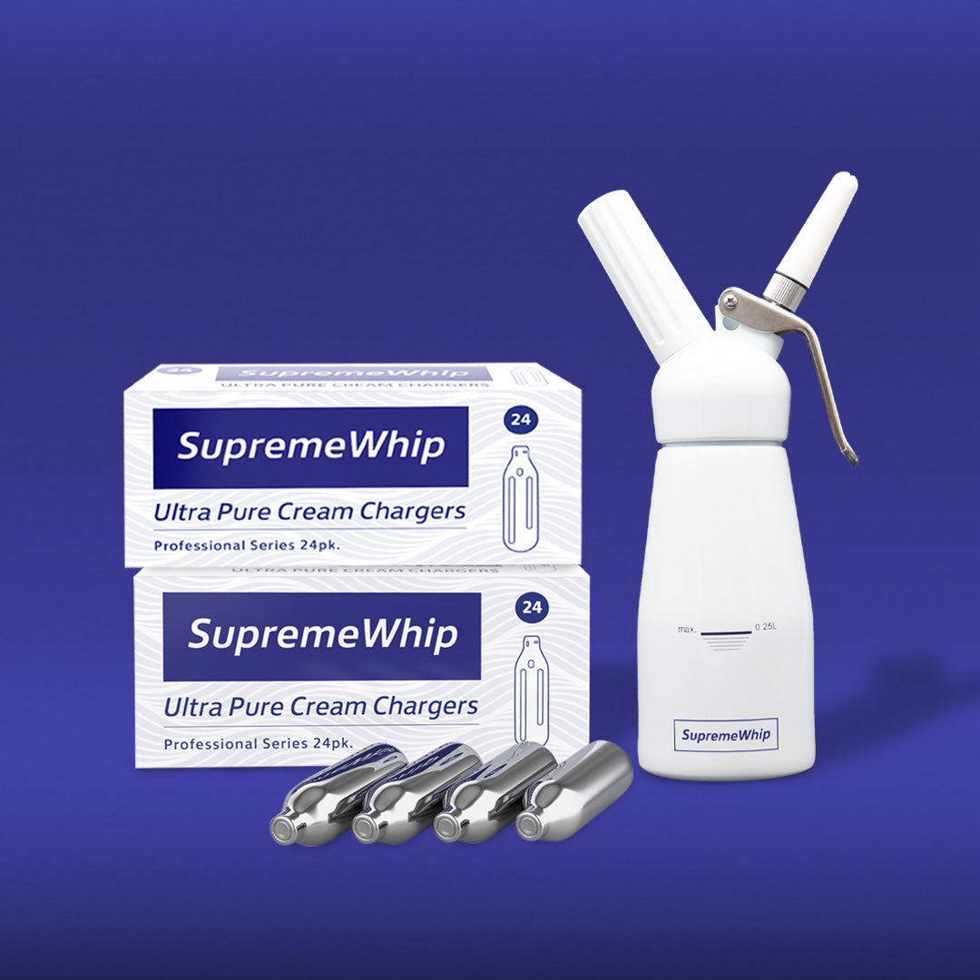 Starter Pack - SupremeWhip Cream Chargers – 600 - (25 x 24Pks) & 0.25L White Dispenser