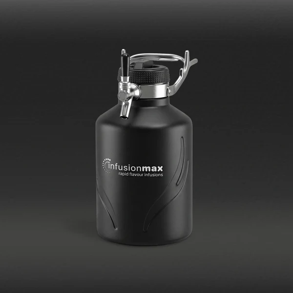 InfusionMax 64oz stainless steel nitro coffee growler with dispensing system for home cold brew