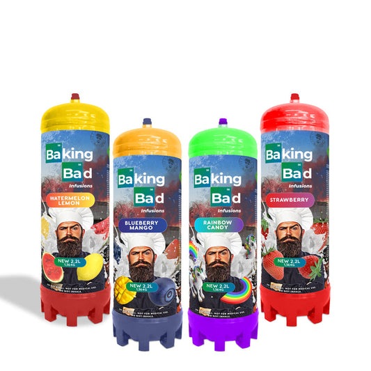 CLEARANCE  4 x Baking Bad 1364g/2.2L Cream Charger *NEW* 1 of each flavour