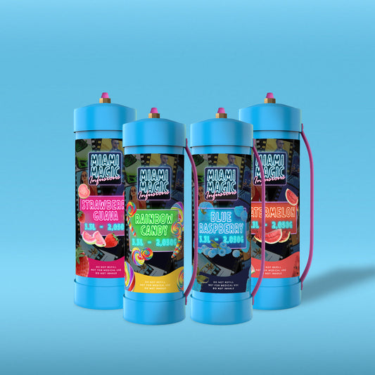 4 x Miami Magic 3.3L/2KG MIXED FLAVOURS Whipped Cream Chargers 🌈🍭🍉🫐🍓