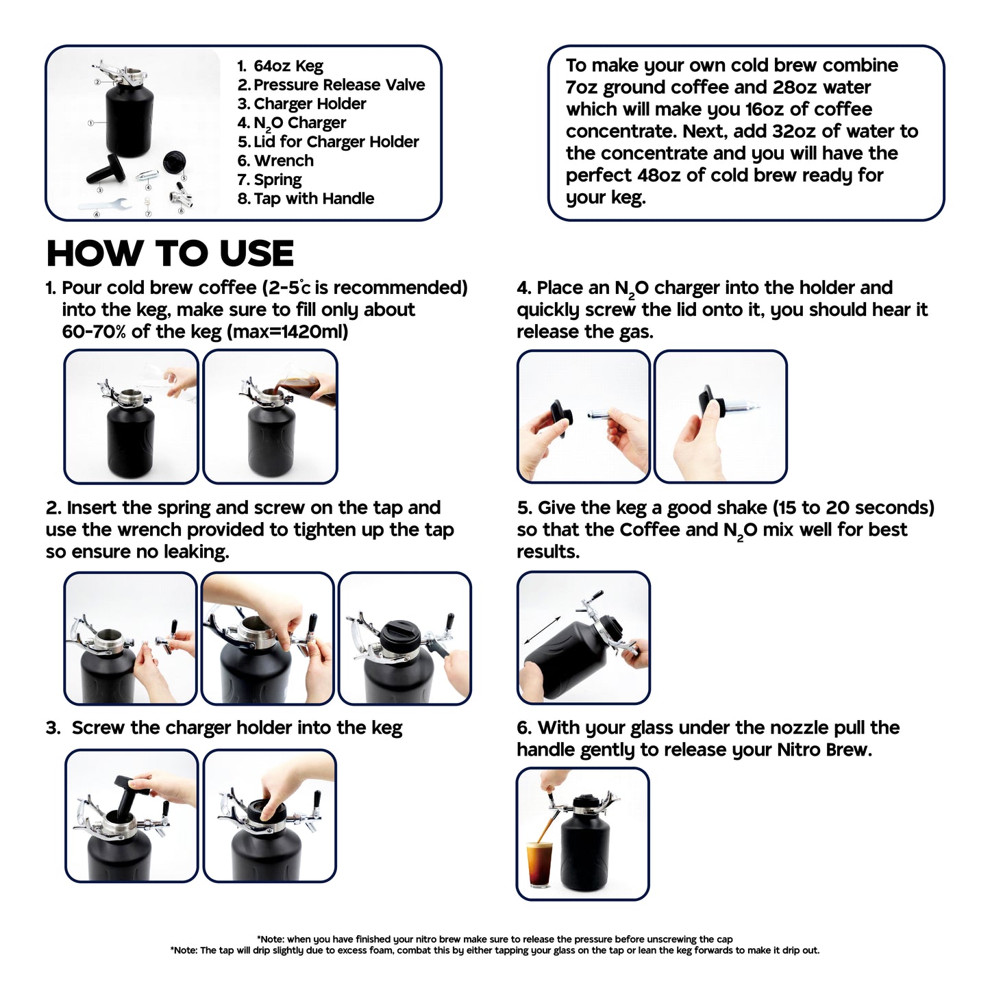 InfusionMax 64oz Nitro Cold Brew Coffee Growler